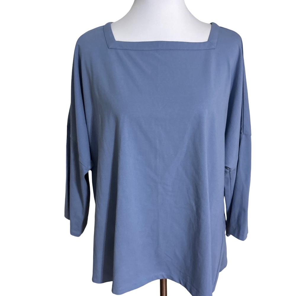 Wynne Layers Blue Square Neck Blouse Large